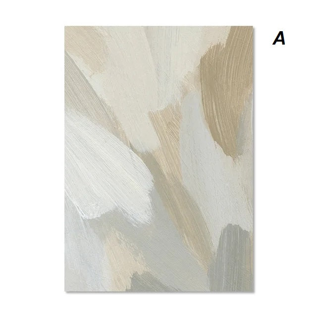 Abstract Neutral Colors Brush Texture Canvas Prints Modern Wall Art Pastel Colors Poster Minimalist Pictures For Scandinavian Living Room Décor