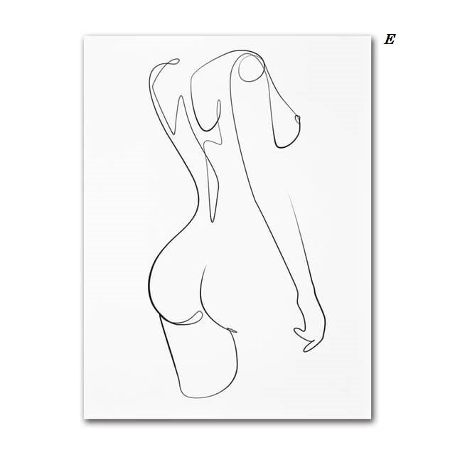 Woman Silhouette Line Art Canvas Prints Minimalist Black White Poster Nude Woman Figure Fine Art Nordic Wall Art For Living Room Home Décor