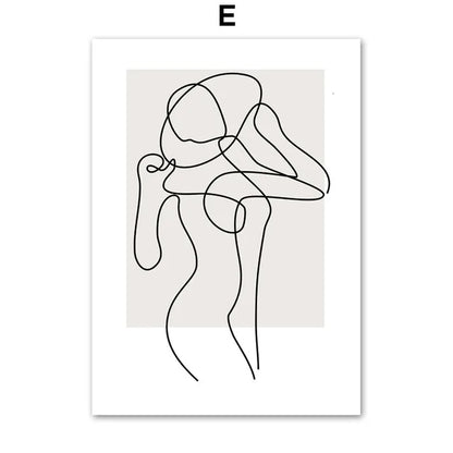 Abstract Line Woman Figure Lovers Wall Art Canvas Prints Fashion Poster Modern Minimalist Nordic Fine Art Pictures For Bedroom Décor