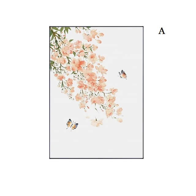 Japanese Traditional Floral Canvas Prints Fine Art Minimalist Pink Wall Art Botanical Pictures For Home Living Room Bedroom Wall Décor