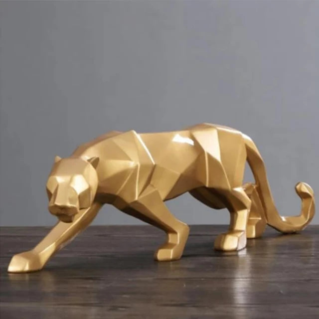 Black Panther Geometric Leopard Statue Modern Abstract Wildlife Figurine Red White Gold Colored Resin Ornaments For Living Room Nordic Home Décor