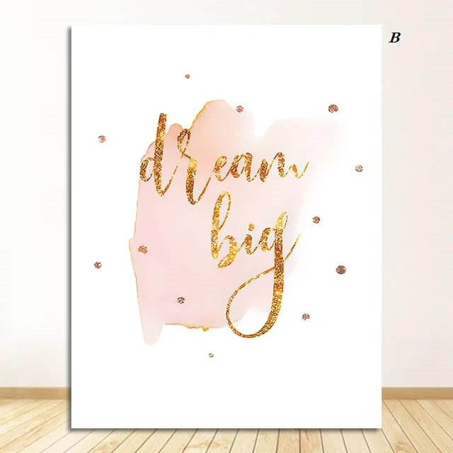 Follow Your Heart Quotes Canvas Prints Minimalist Wall Art Inspirational Simple Quotes Poster Pink Fine Art For  Kids Baby Bedroom Nursery Décor
