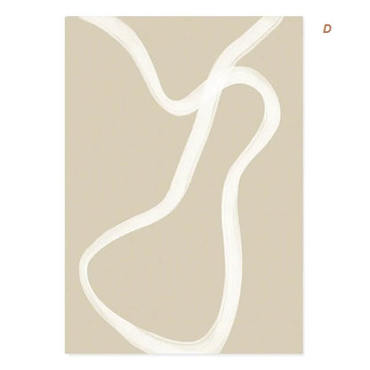 Boho Abstract Matisse Beige White Line Wall Art Minimalist Canvas Prints Scandinavian Pastel Poster For Living Room Bedroom Home Décor