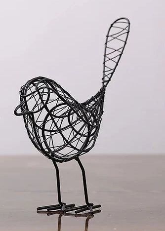 Abstract Geometric Wire Mesh Birds Sculptures Vintage Animal Miniature Figurines Nordic Home Black or White Decoration Accessories