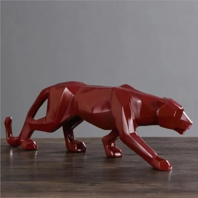 Black Panther Geometric Leopard Statue Modern Abstract Wildlife Figurine Red White Gold Colored Resin Ornaments For Living Room Nordic Home Décor