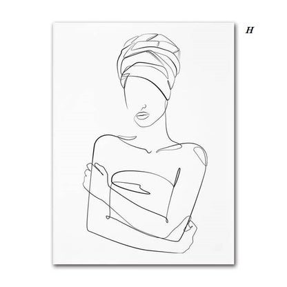 Woman Silhouette Line Art Canvas Prints Minimalist Black White Poster Nude Woman Figure Fine Art Nordic Wall Art For Living Room Home Décor