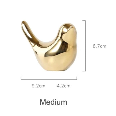 Golden Bird Sculptures Ceramic Ornaments For Coffee Table Windowsill Mantelpiece Accessories Minimalist Home Decoration