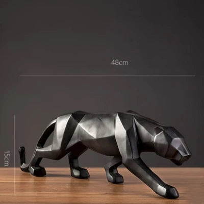 Black Panther Geometric Leopard Statue Modern Abstract Wildlife Figurine Red White Gold Colored Resin Ornaments For Living Room Nordic Home Décor