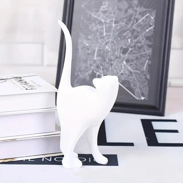 Black Cat Geometric Kitten Statue Modern Abstract Figurine Pink White Colored Resin Ornaments For Living Room Minimalist Home Décor