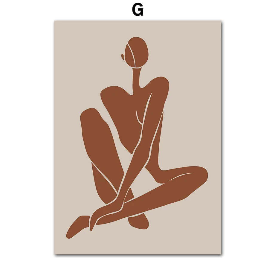 Abstract Line Vase Girl Retro Wabi-Sabi Wall Art Canvas Print Modern Beige Poster For Living Room Bedroom Home Decor