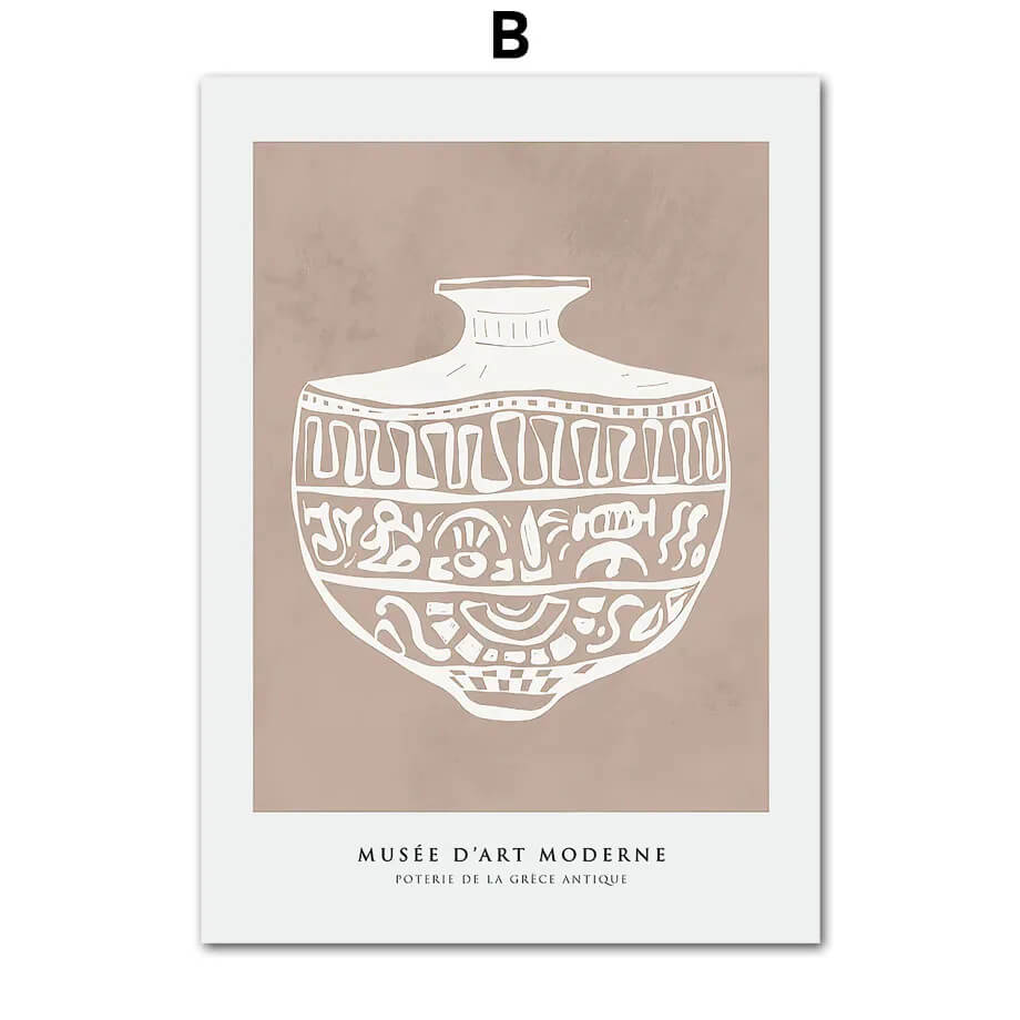 Abstract Line Vase Girl Retro Wabi-Sabi Wall Art Canvas Print Modern Beige Poster For Living Room Bedroom Home Decor