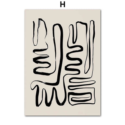 Abstract Line Vase Girl Retro Wabi-Sabi Wall Art Canvas Print Modern Beige Poster For Living Room Bedroom Home Decor