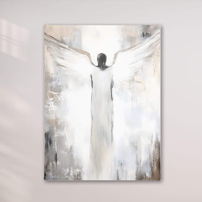 Abstract Angel Figure Framed Wall Art Canvas Print - Modern Spiritual Neutral Painting