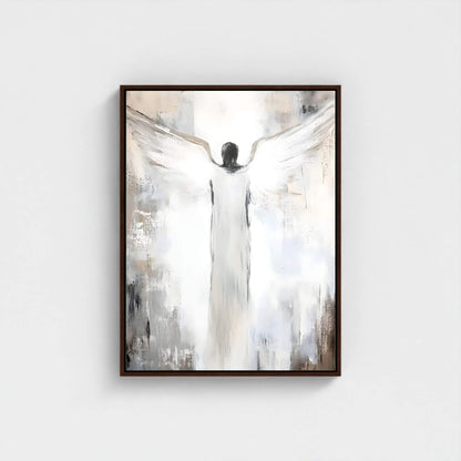 Abstract Angel Figure Framed Wall Art Canvas Print - Modern Spiritual Neutral Painting