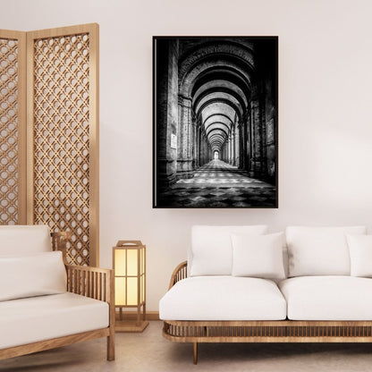 Abstract Black White Architectural Arch Modern Wall Art Canvas Print Minimalist Poster for Living Room Bedroom Decor