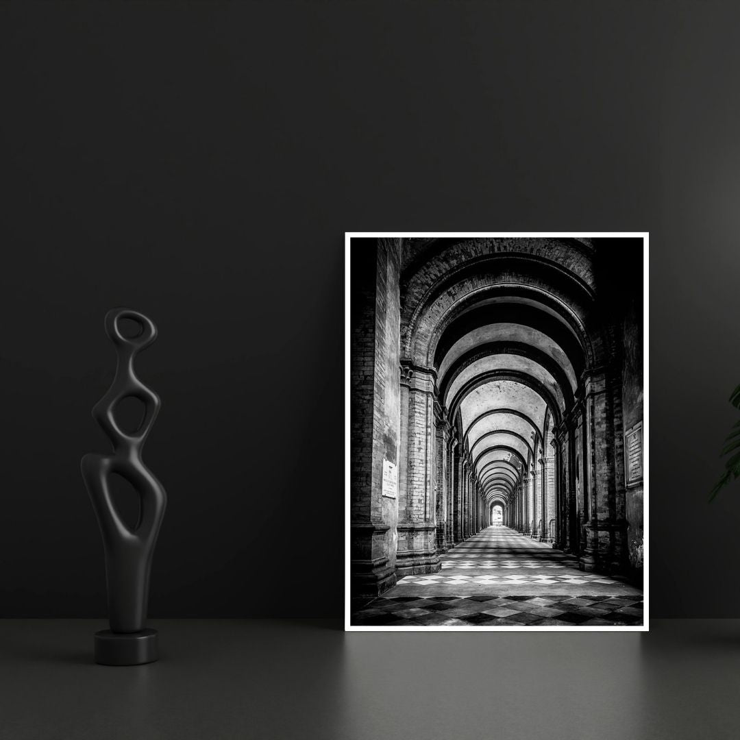 Abstract Black White Architectural Arch Modern Wall Art Canvas Print Minimalist Poster for Living Room Bedroom Decor