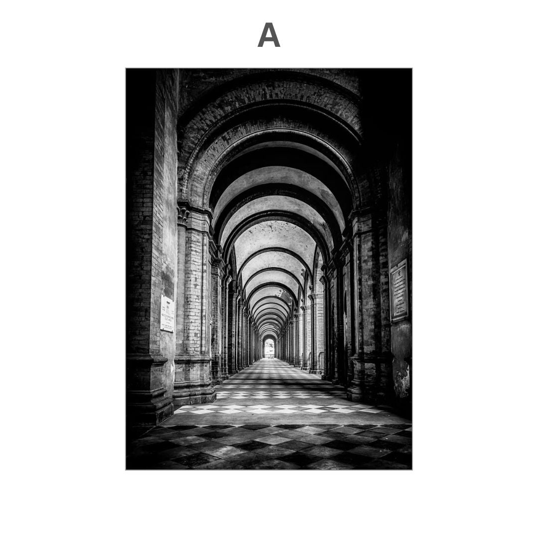 Abstract Black White Architectural Arch Modern Wall Art Canvas Print Minimalist Poster for Living Room Bedroom Decor