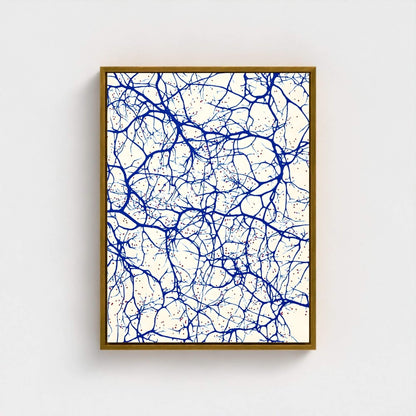 Abstract Blue Line Art Wall Art Canvas Print - Framed Minimalist Wall Art