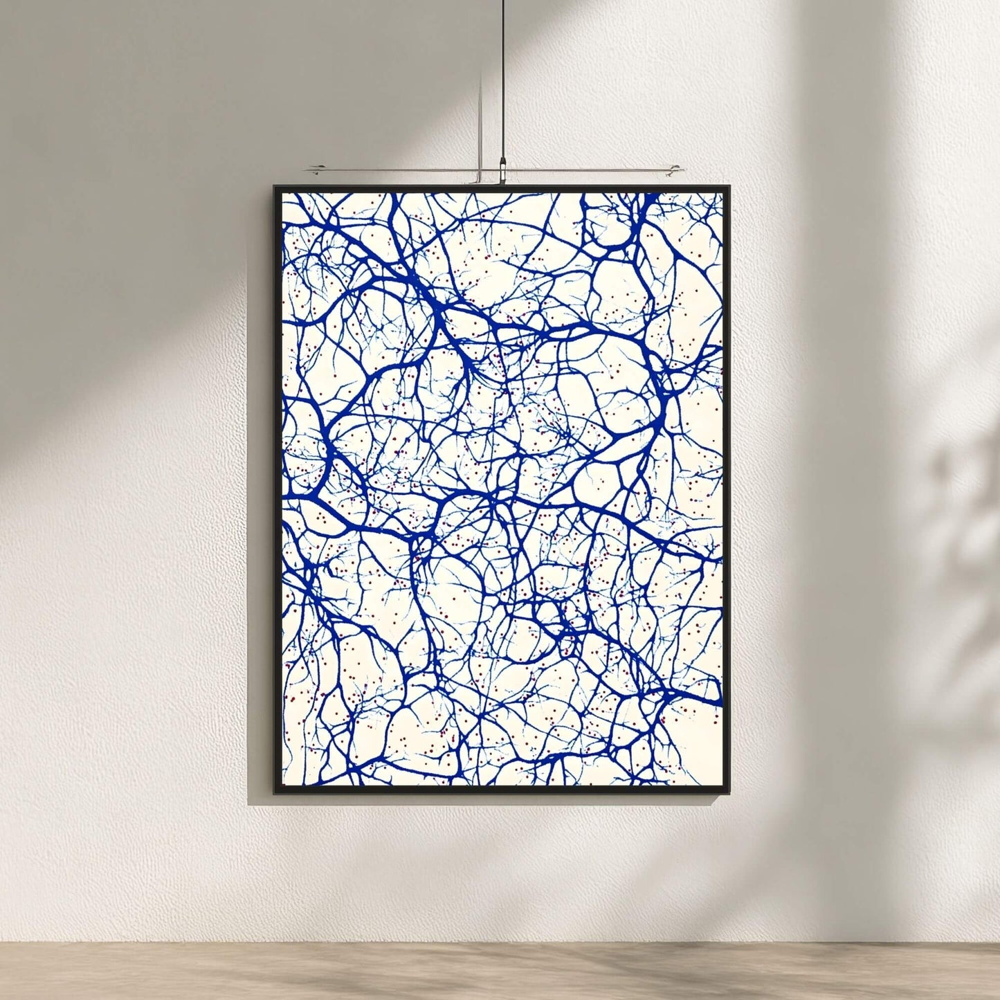 Abstract Blue Line Art Wall Art Canvas Print - Framed Minimalist Wall Art