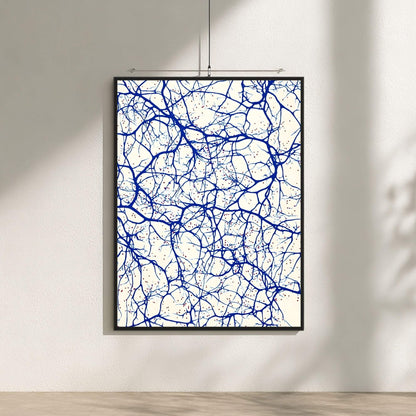 Abstract Blue Line Art Wall Art Canvas Print - Framed Minimalist Wall Art