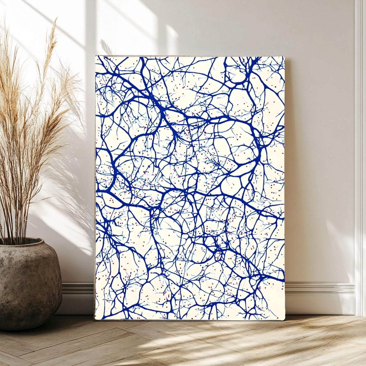 Abstract Blue Line Art Wall Art Canvas Print - Framed Minimalist Wall Art