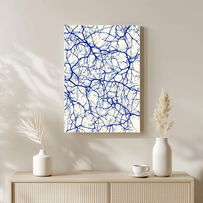 Abstract Blue Line Art Wall Art Canvas Print - Framed Minimalist Wall Art