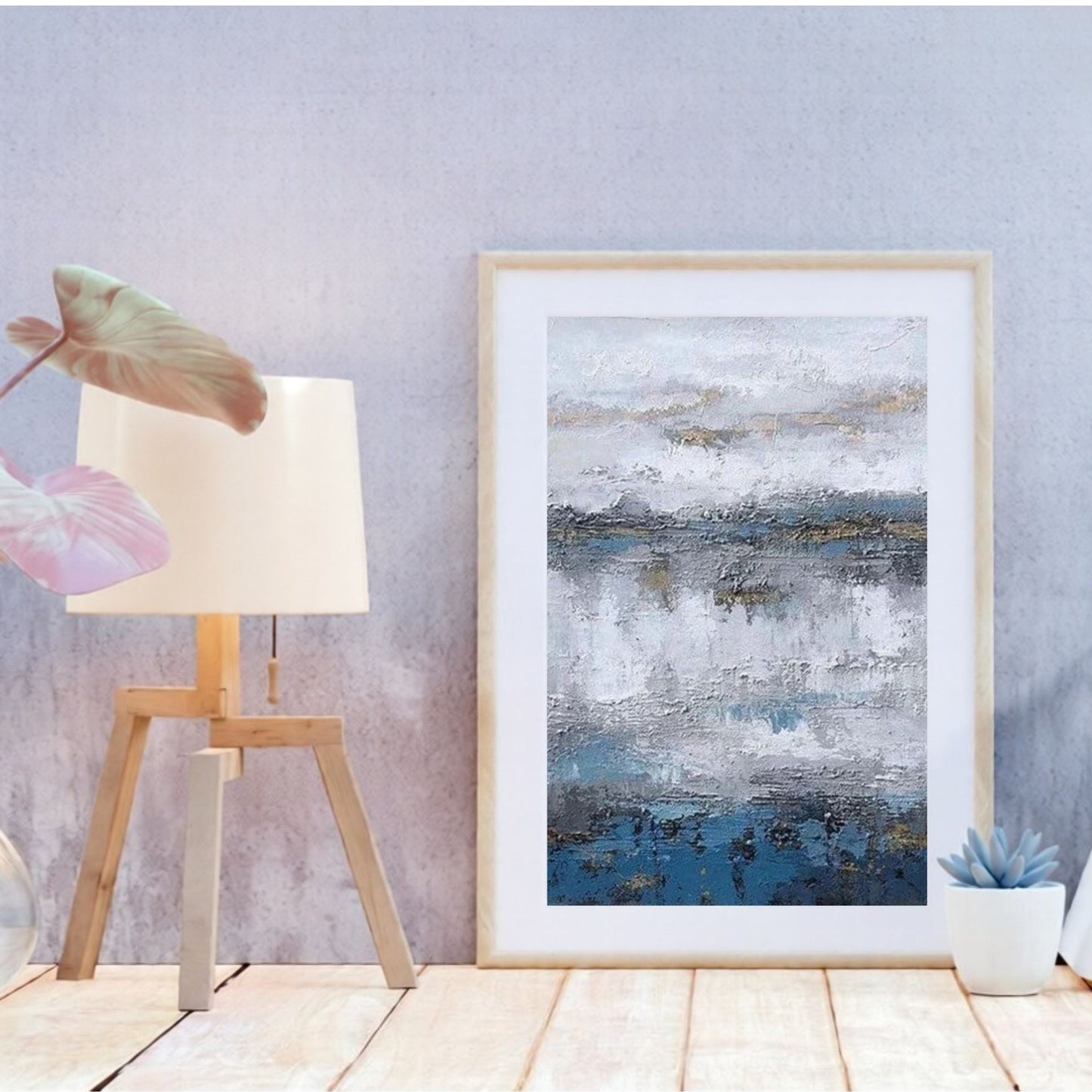 Abstract Blue Ocean Modern Hand Painted Wall Art Painting | Large Format Art For Contemporary Living Room Wall Decor Unique Wall Art Hand Painted On Canvas