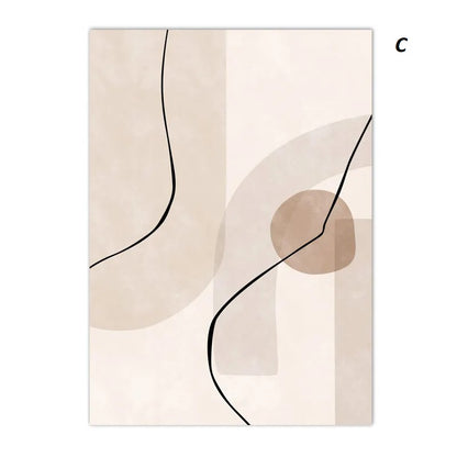 Abstract Boho Beige Line Art Canvas Print Minimalist Neutral Wall Art for Living Room Bedroom Office Decor