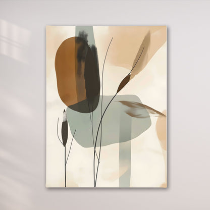 Abstract Botanical Leaves Wall Art Canvas Print - Framed Modern Neutral Wall Art