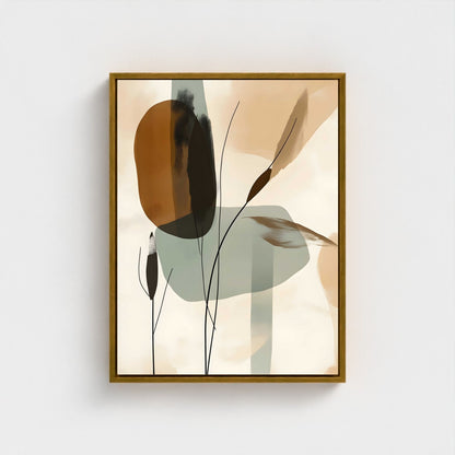 Abstract Botanical Leaves Wall Art Canvas Print - Framed Modern Neutral Wall Art