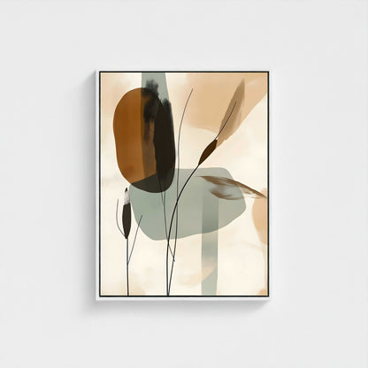 Abstract Botanical Leaves Wall Art Canvas Print - Framed Modern Neutral Wall Art