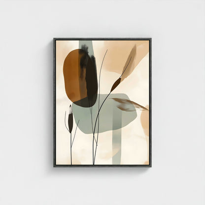 Abstract Botanical Leaves Wall Art Canvas Print - Framed Modern Neutral Wall Art