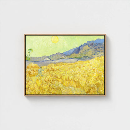 Abstract Coastal Landscape Framed Wall Art Canvas Print – Yellow Blue Modern Artwork