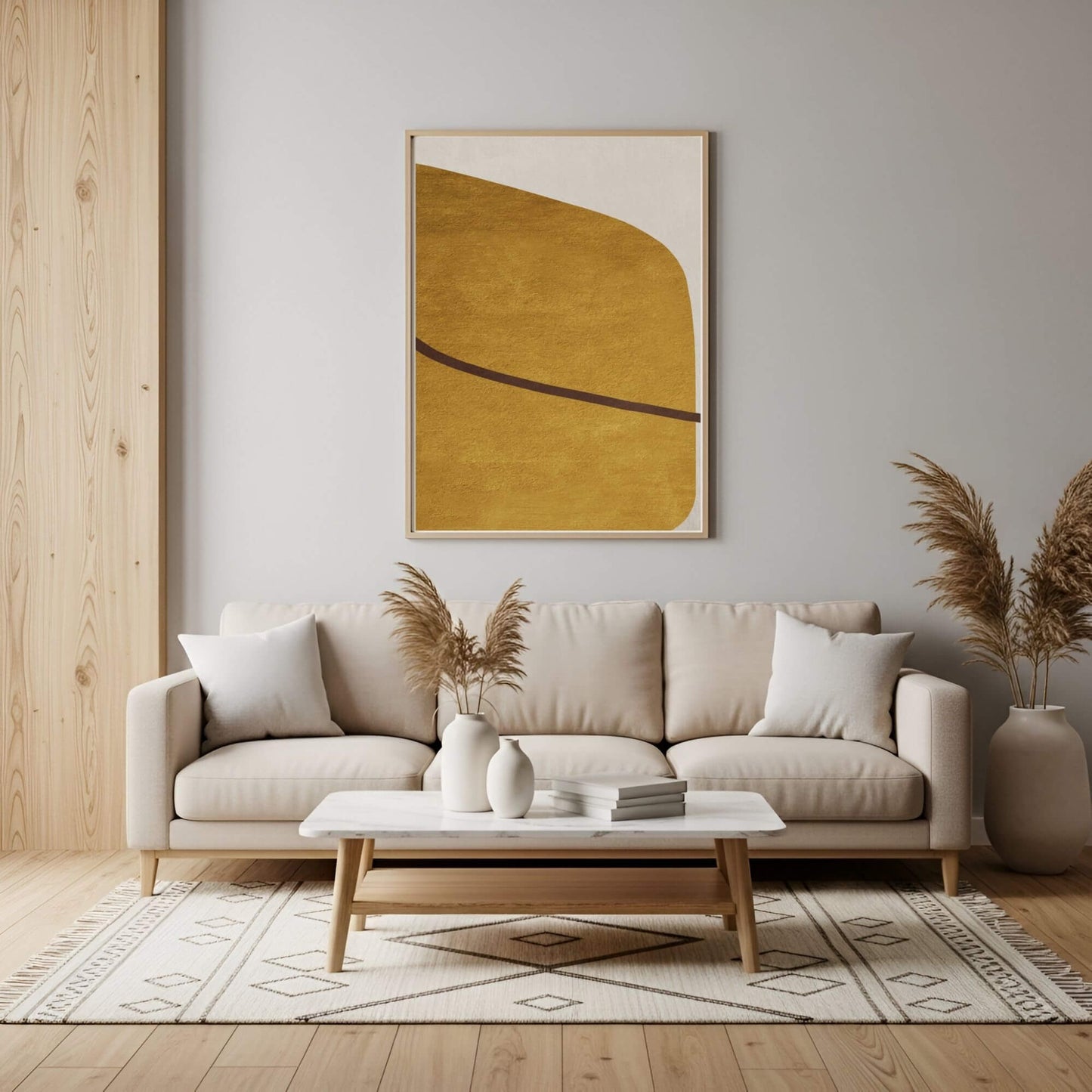 Abstract Desert Sand Minimalist Framed Wall Art Canvas Print - Modern Neutral Luxury Artwork