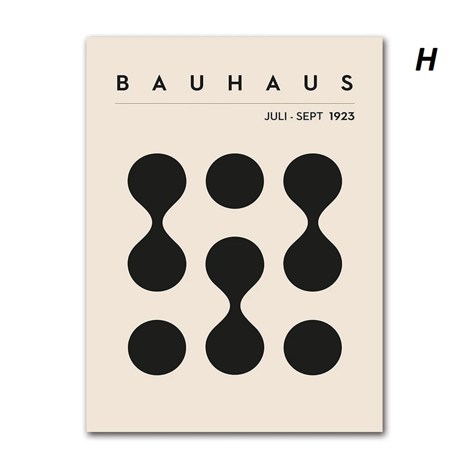 Abstract Geometric Bauhaus Black and White Wall Art Canvas Print Modern Minimalist Poster for Home Office Decor