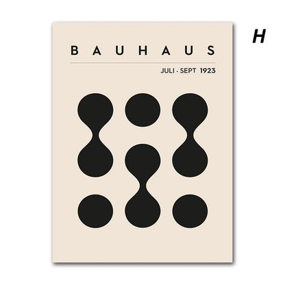 Abstract Geometric Bauhaus Black and White Wall Art Canvas Print Modern Minimalist Poster for Home Office Decor