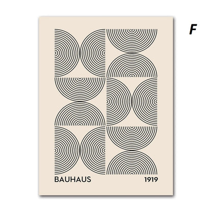 Abstract Geometric Bauhaus Black and White Wall Art Canvas Print Modern Minimalist Poster for Home Office Decor