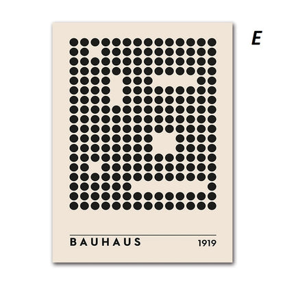 Abstract Geometric Bauhaus Black and White Wall Art Canvas Print Modern Minimalist Poster for Home Office Decor