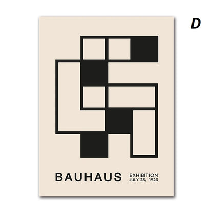 Abstract Geometric Bauhaus Black and White Wall Art Canvas Print Modern Minimalist Poster for Home Office Decor