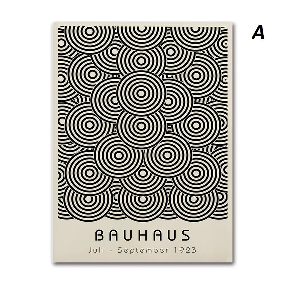 Abstract Geometric Bauhaus Black and White Wall Art Canvas Print Modern Minimalist Poster for Home Office Decor
