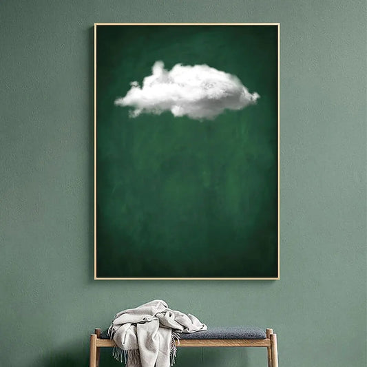 Abstract Green Pink Cloud Vintage Canvas Print Wall Art For Modern Living Room Bedroom Office Wall Décor