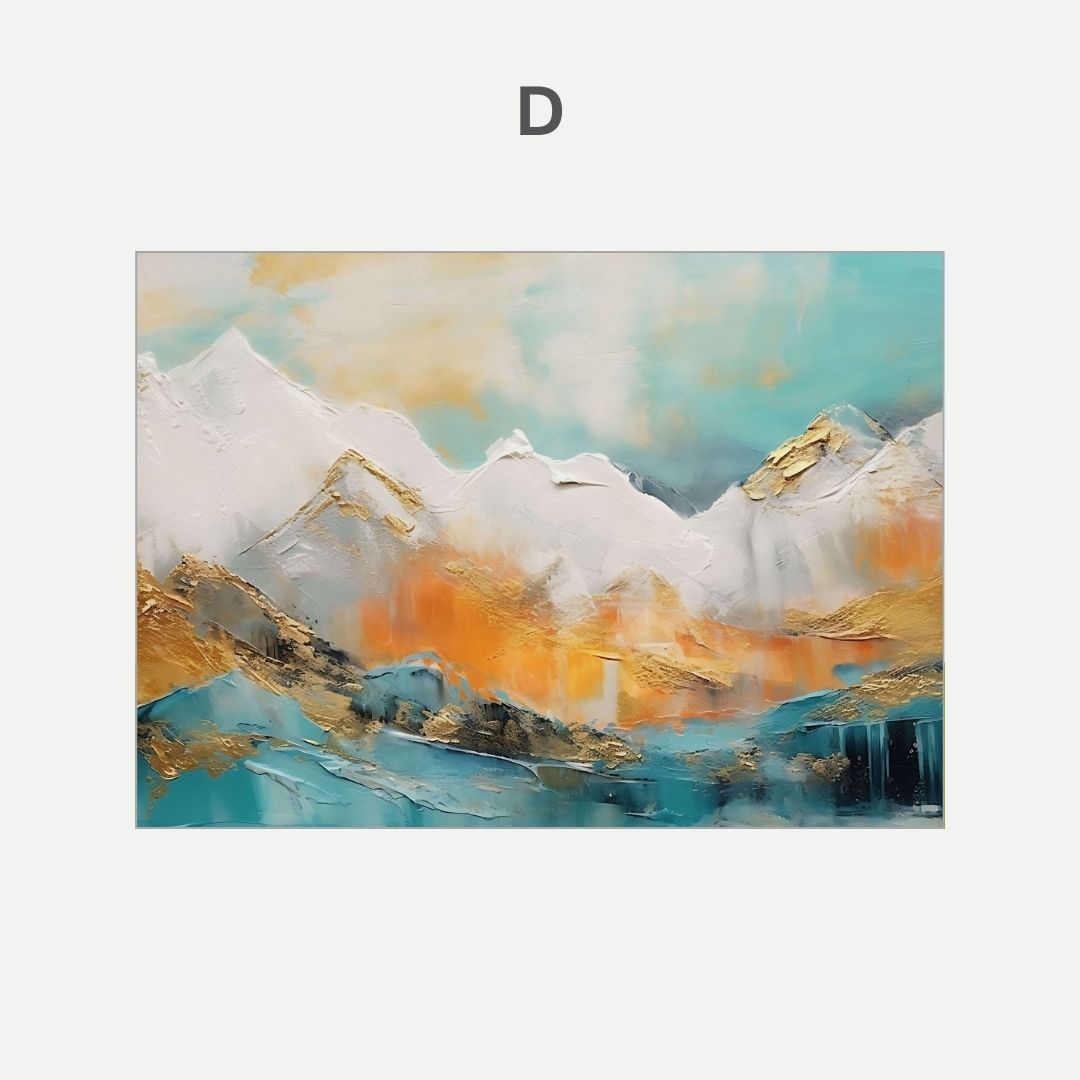Abstract Mountain Landscape Wall Art Canvas Prints  Modern Textured Nature Art Golden Aesthetic Poster for Large Living Room Decor
