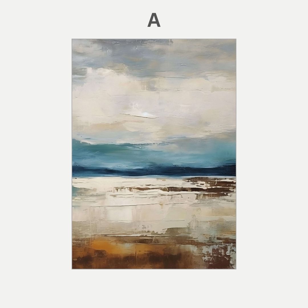 Abstract Mountain Landscape Wall Art Canvas Prints  Modern Textured Nature Art Golden Aesthetic Poster for Large Living Room Decor