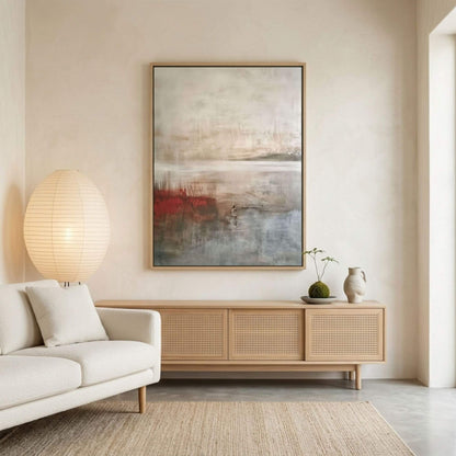 Abstract Neutral Landscape Japandi Wall Art Canvas - Framed Modern Wall Art