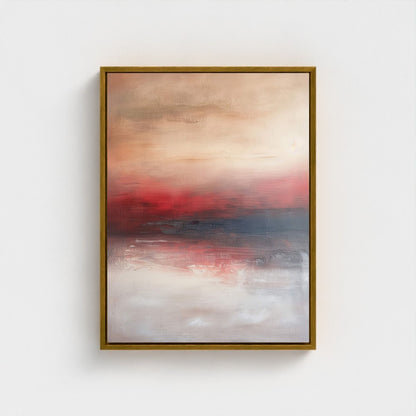 Abstract Red Horizon Framed Wall Art Canvas Print - Modern Landscape Artwork