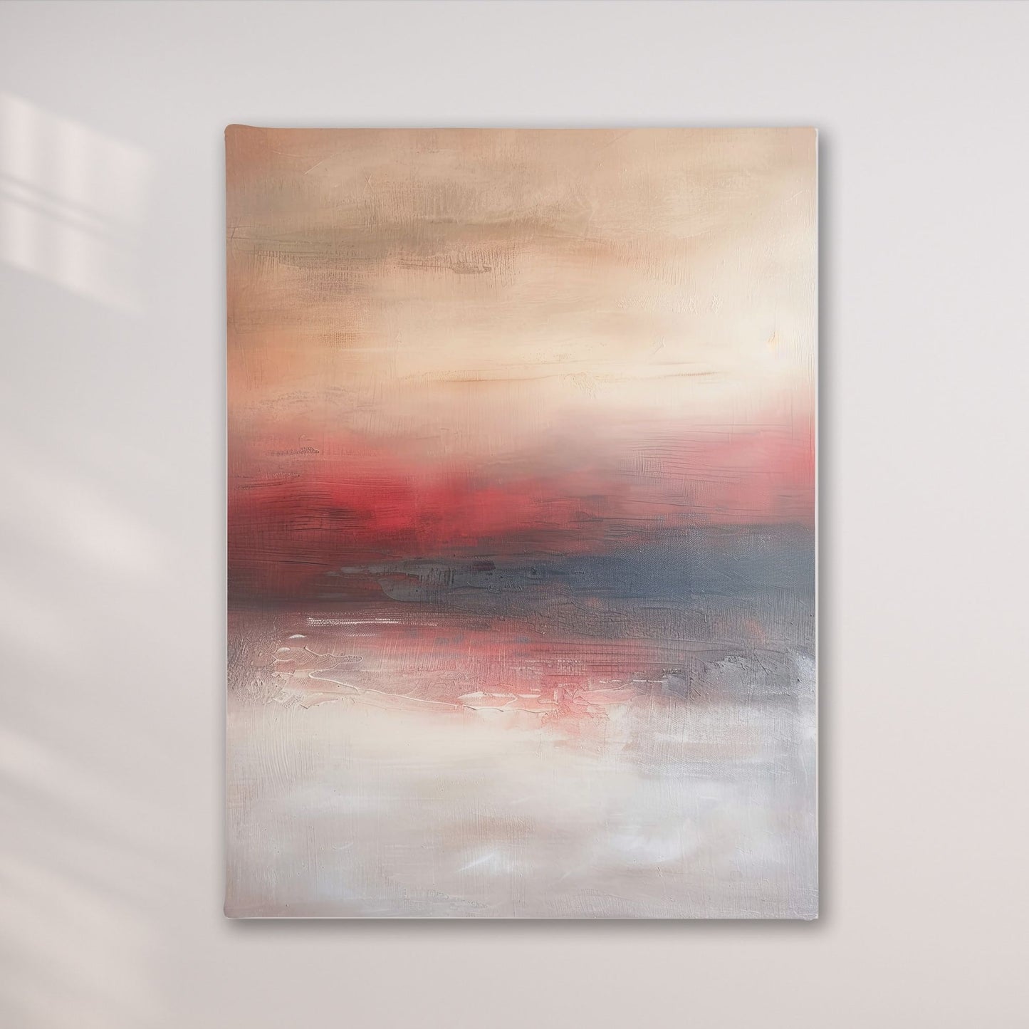 Abstract Red Horizon Framed Wall Art Canvas Print - Modern Landscape Artwork