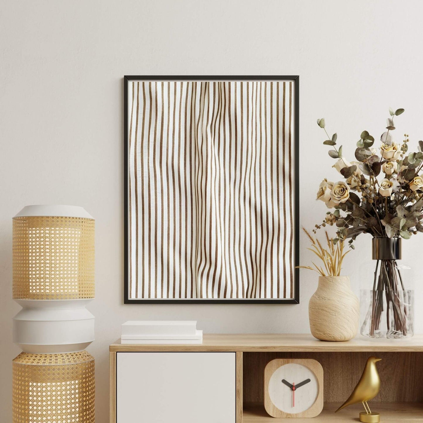 Abstract Vertical Lines Framed Wall Art Canvas Print