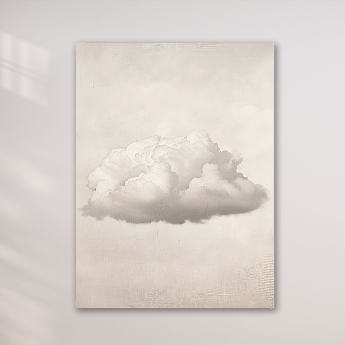 Abstract White Cloud Wall Art Canvas - Framed Minimalist Pastel Sky Wall Art