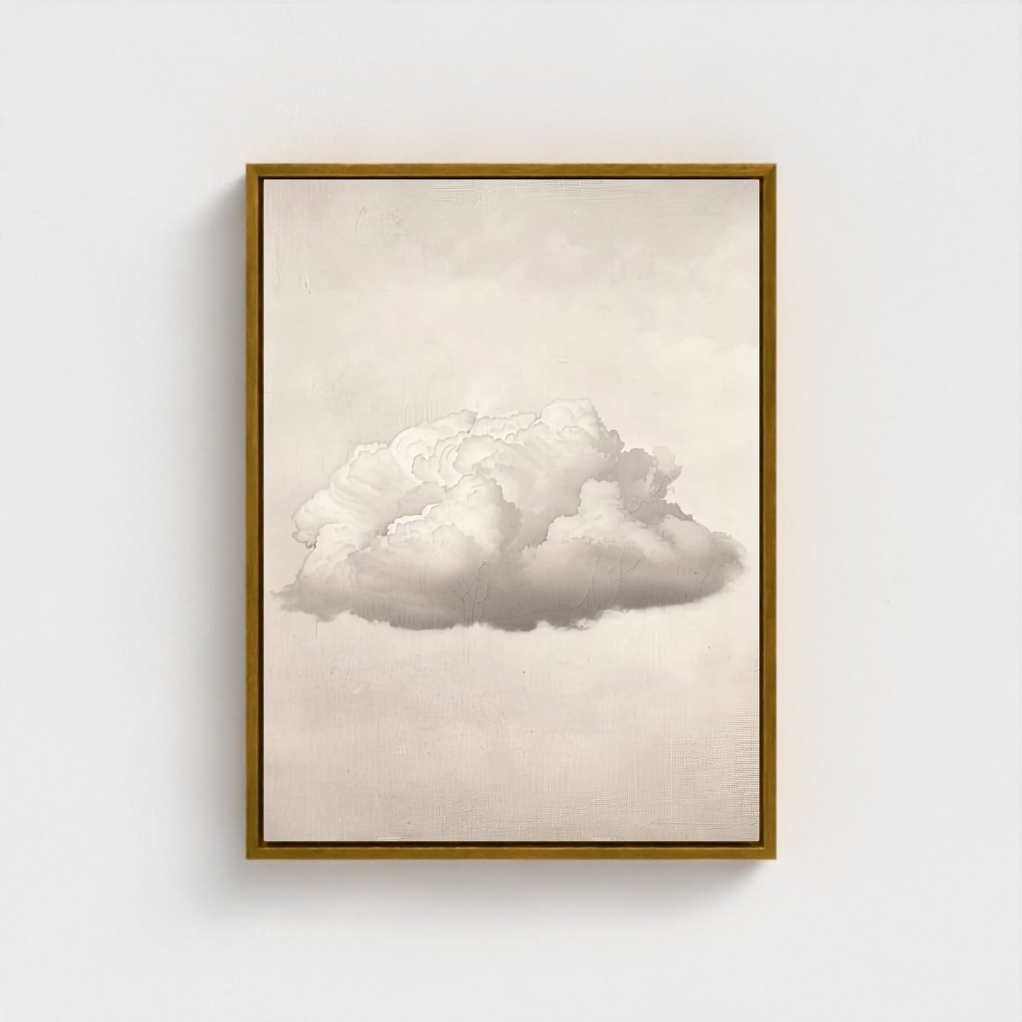 Abstract White Cloud Wall Art Canvas - Framed Minimalist Pastel Sky Wall Art