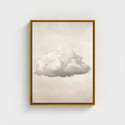 Abstract White Cloud Wall Art Canvas - Framed Minimalist Pastel Sky Wall Art